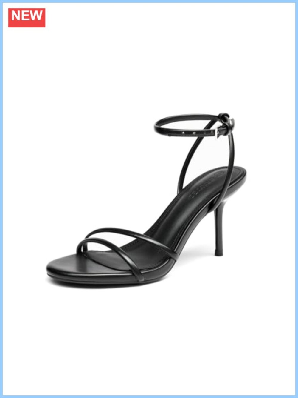 Strappy Faux Leather Stiletto Heeled Sandals Open Almond Toe Ankle Strap